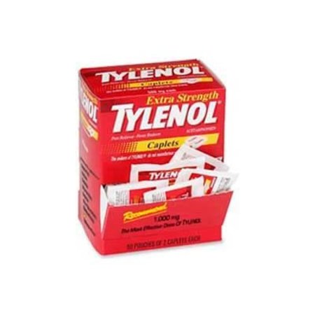 MCNEIL INDUSTRIES Tylenol Extra Strength Caplet, Minor Aches, Pains, 50/BX MCL44910